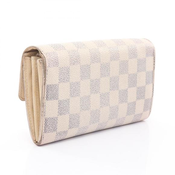Louis Vuitton Damier Long Azur Portefeuille Wallet White Bifold Sarah - Picture 1 of 8